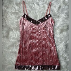 Vintage Y2K Fumblin' Foe Pink Fairy Whimsygoth Crushed Velvet Sequin Cami Size M